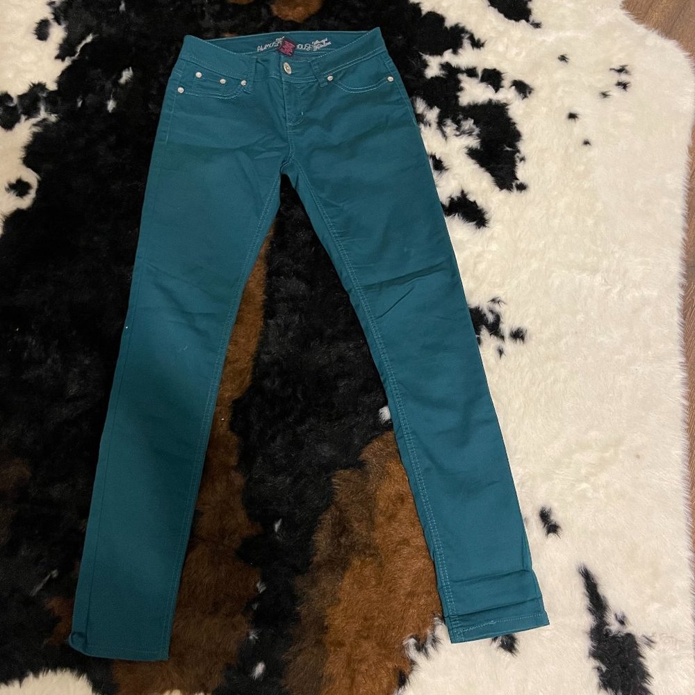 Almost Famous Teal Jeans, Size 5